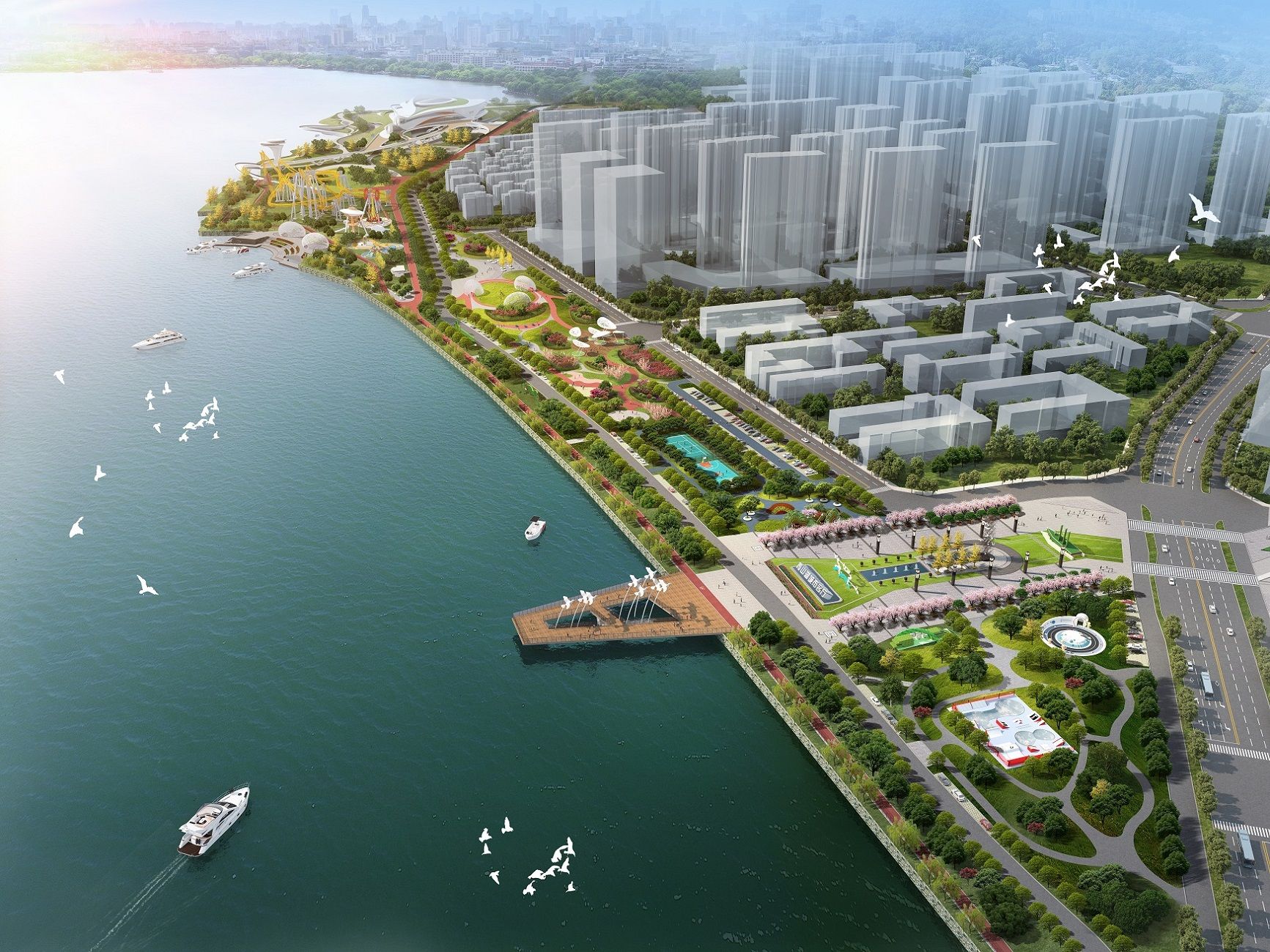 各景观元素的设计上：水景喷泉考虑维护和建设成本，可以根据时间段和使用要求灵活变换，主题广场设计为时间 ...