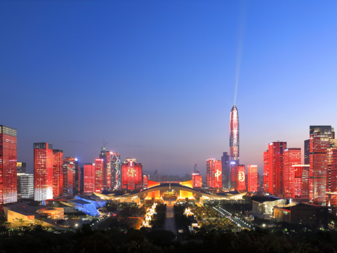 凯铭照明 | 深圳中心区《辉煌新时代》城市灯光秀